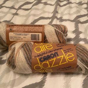 2 skeins of Vintage Caron Dazzleaire 4 Ply 3 Oz Acrylic Nylon Yarn